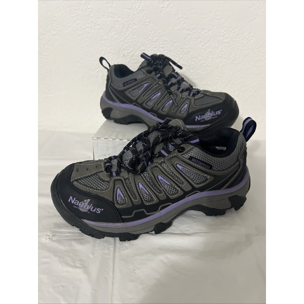 Nautilus Women Steel Toe Waterproof Safety Gray Purple Work Shoe 6.5 Condition